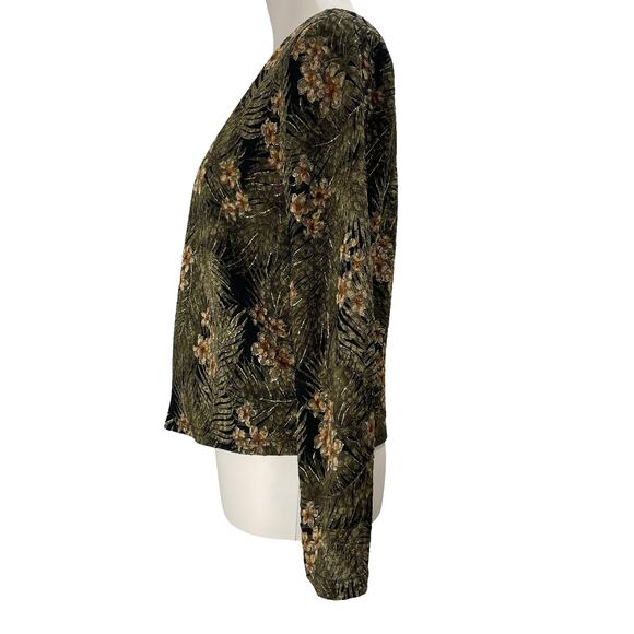 Vintage 90s MSK Women's Floral Open Cardigan Crepe Topper Evening Jacket  Medium - Picture 6 of 13